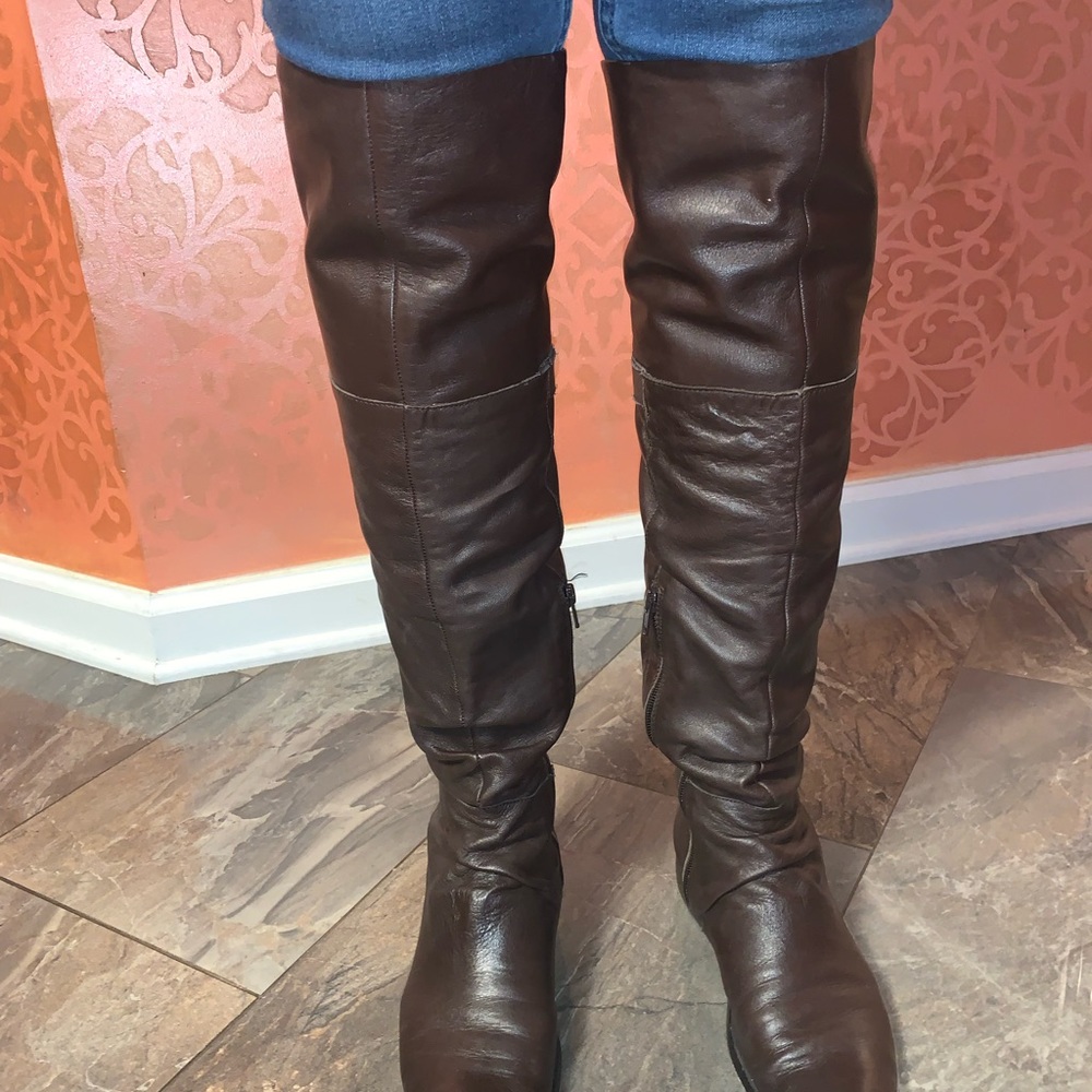 Stylish leather over the knee boots